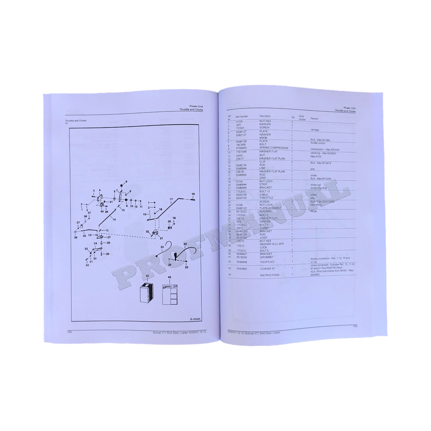 Ersatzteilkataloghandbuch für den Kompaktlader Bobcat 371