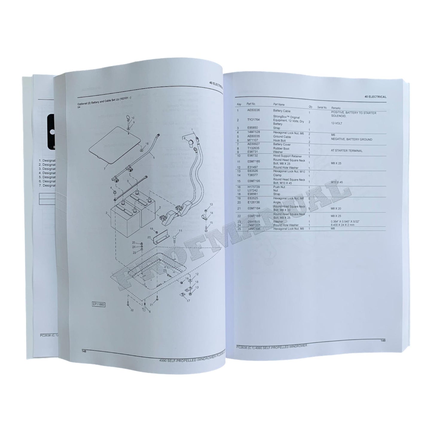 JOHN DEERE 4990 WINDROWER PARTS CATALOG MANUAL