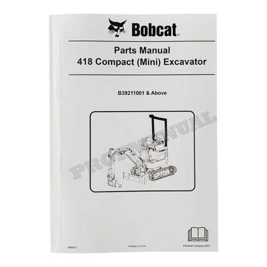 Manuel du catalogue des pièces détachées pour excavatrice Bobcat 418 B39211001-