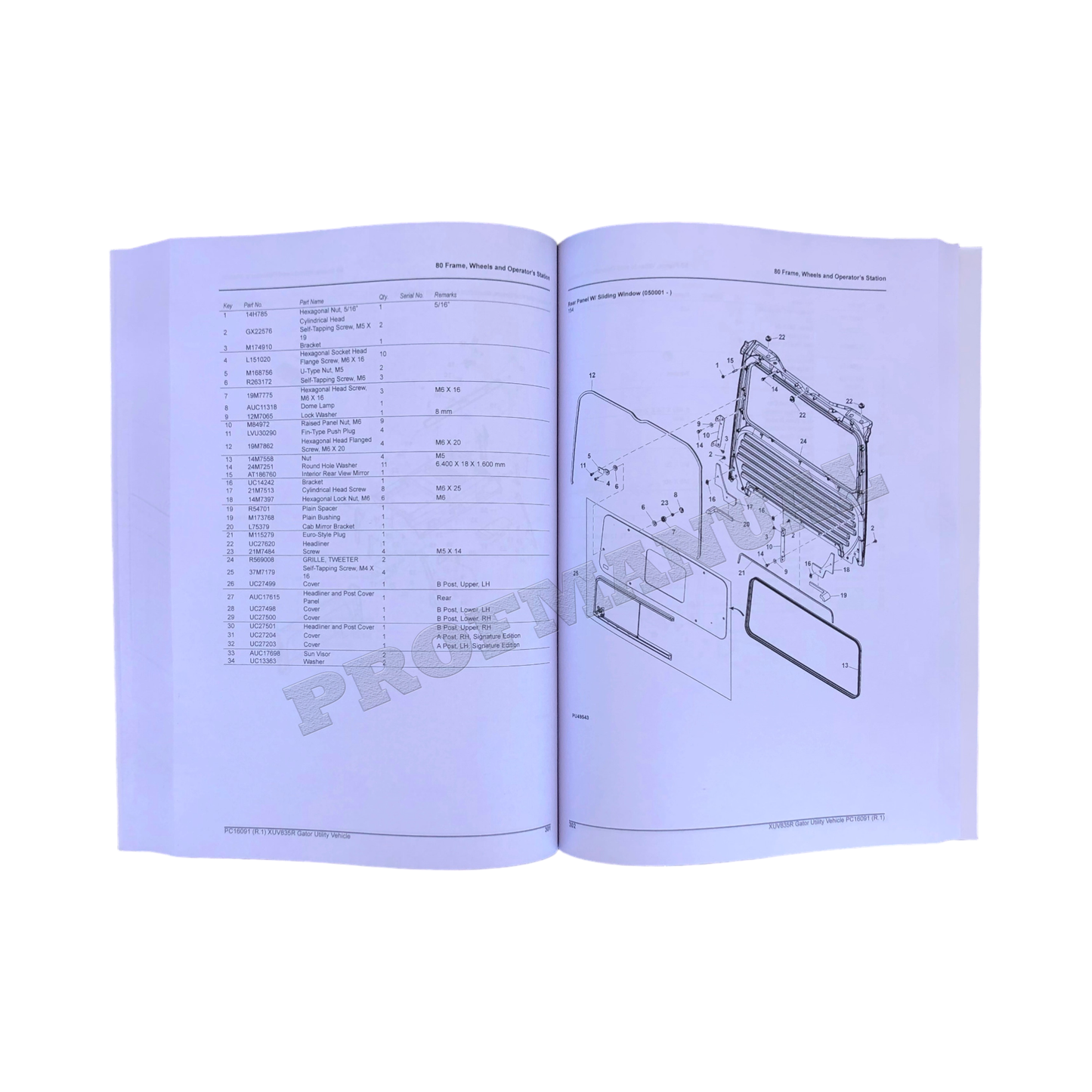 Manuel du catalogue des pièces détachées du véhicule utilitaire John Deere XUV835R Gator + !BONUS!