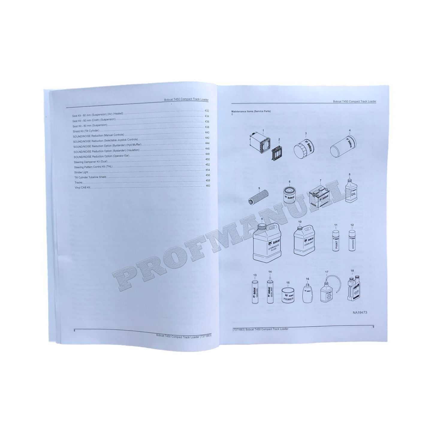 Bobcat T450 Compact Track Loader Parts Catalog Manual B4J611001-