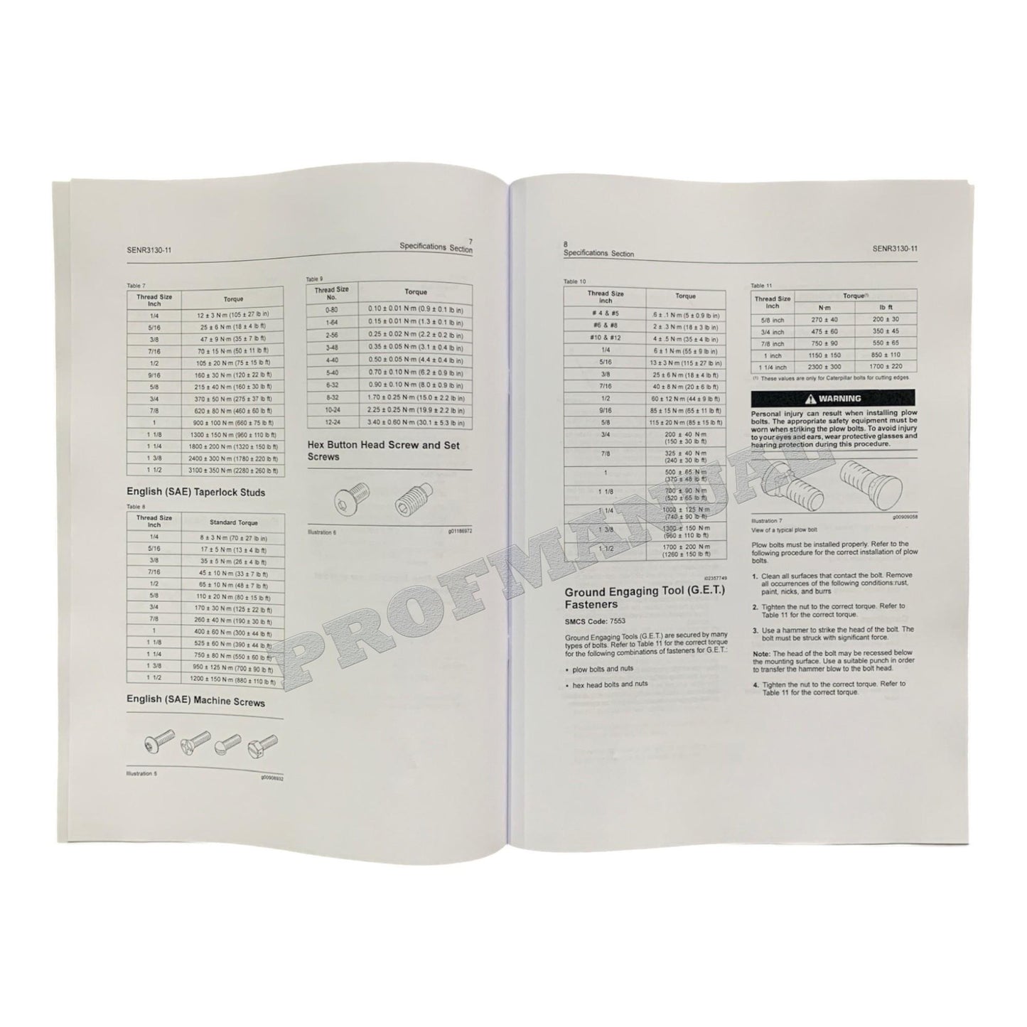 Caterpillar Torque Specification Service Manual SENR3130-20