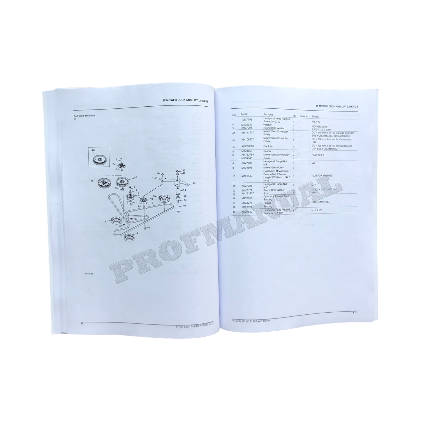 John Deere LT190 Lawn Tractor Parts Catalog Manual