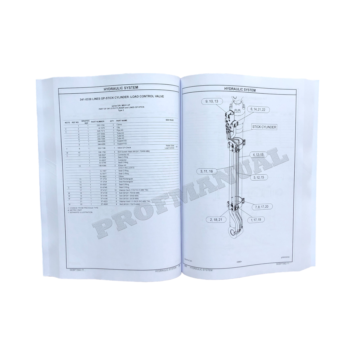 Caterpillar Cat 330F L Excavator Parts Catalog Manual ser D8T1-Up MBX1-Up