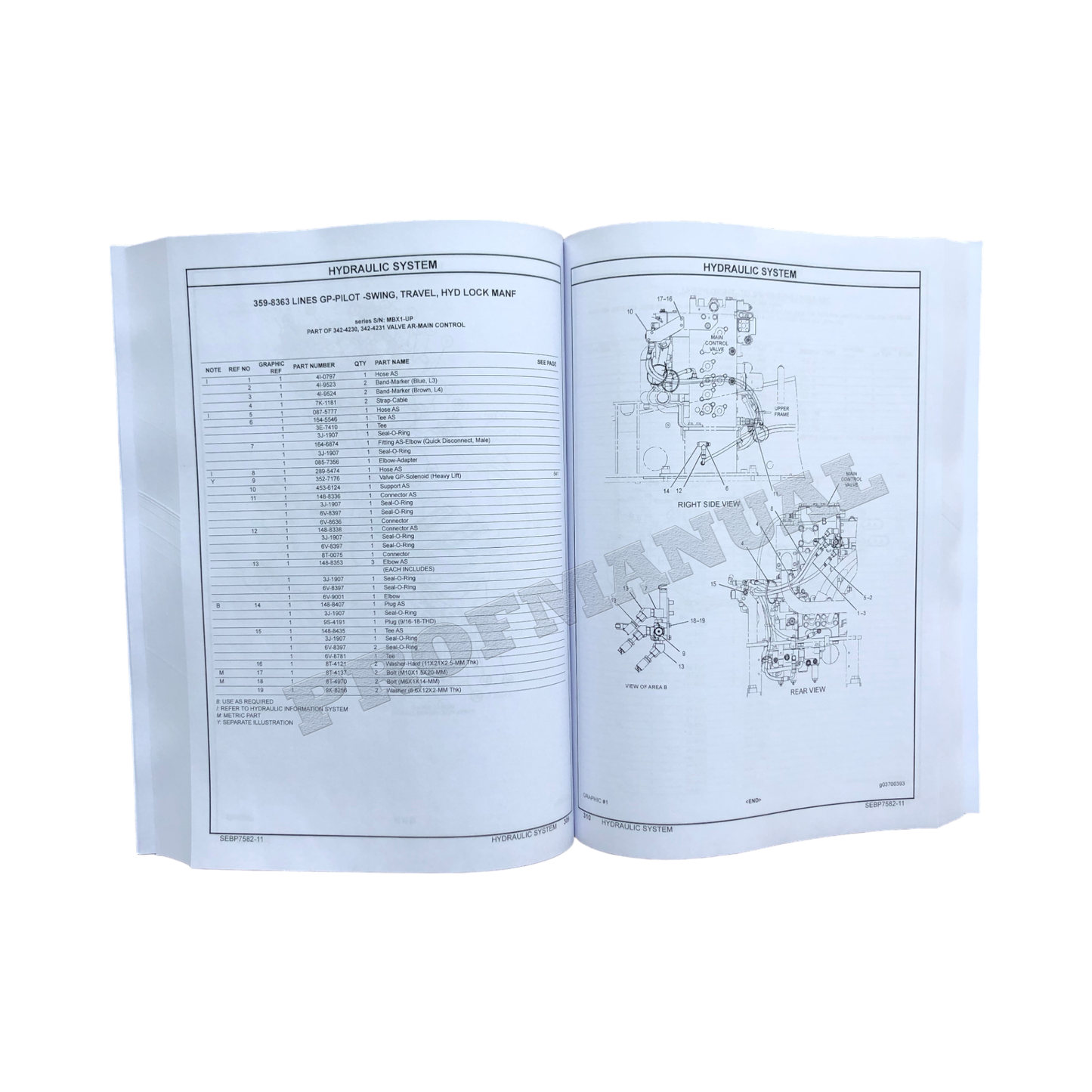 Caterpillar Cat 330F L Excavator Parts Catalog Manual ser D8T1-Up MBX1-Up