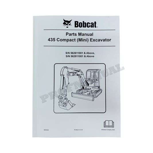 Catalogue de pièces détachées pour excavatrice Bobcat 435 Manuel 562611001- 562811001-