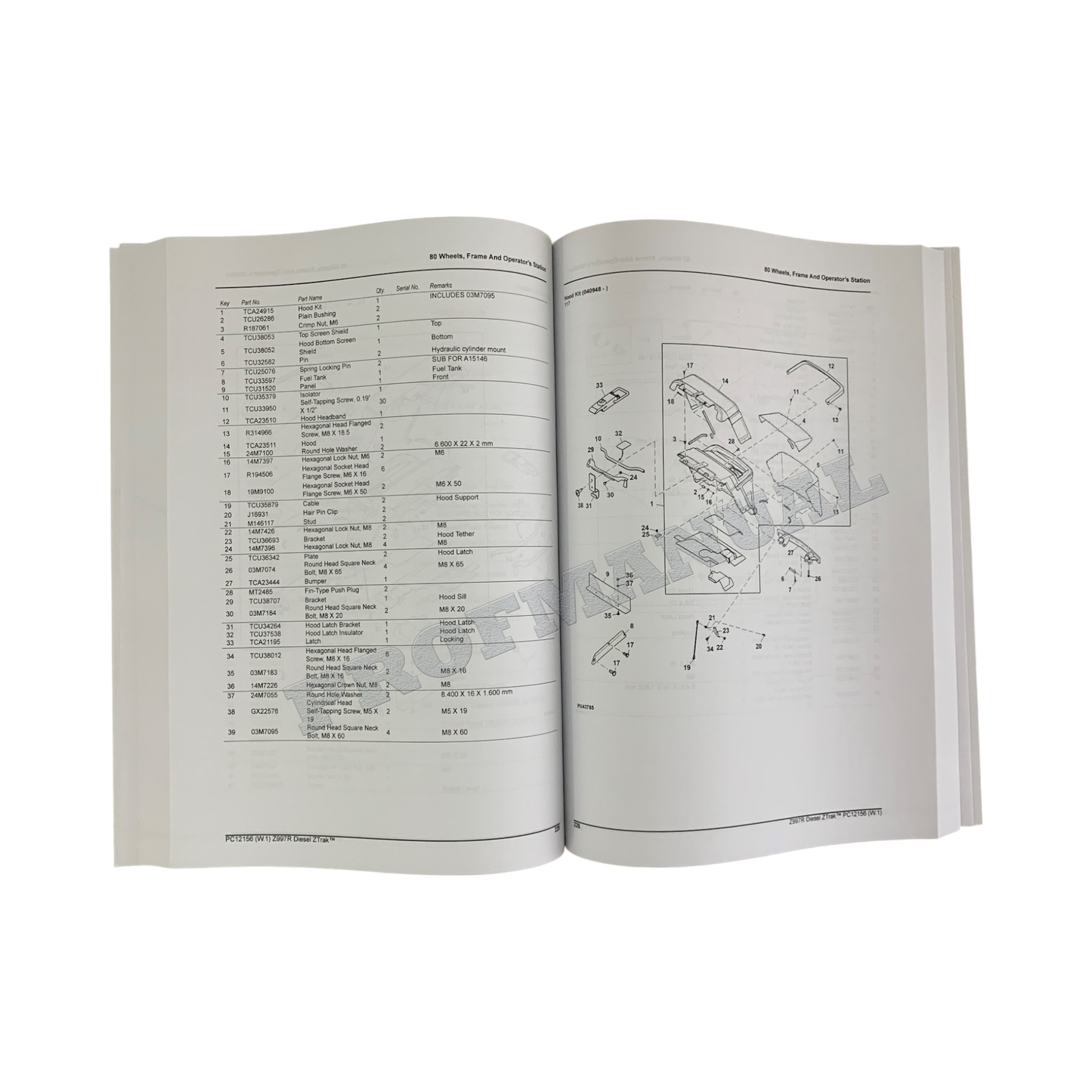 John Deere Z997R Diesel ZTrak Ersatzteilkataloghandbuch