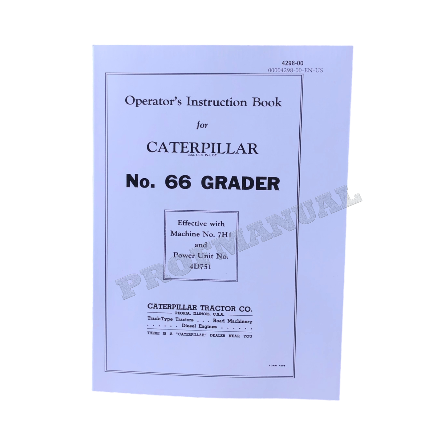 Caterpillar 66 Grader Operators Maintenance Manual