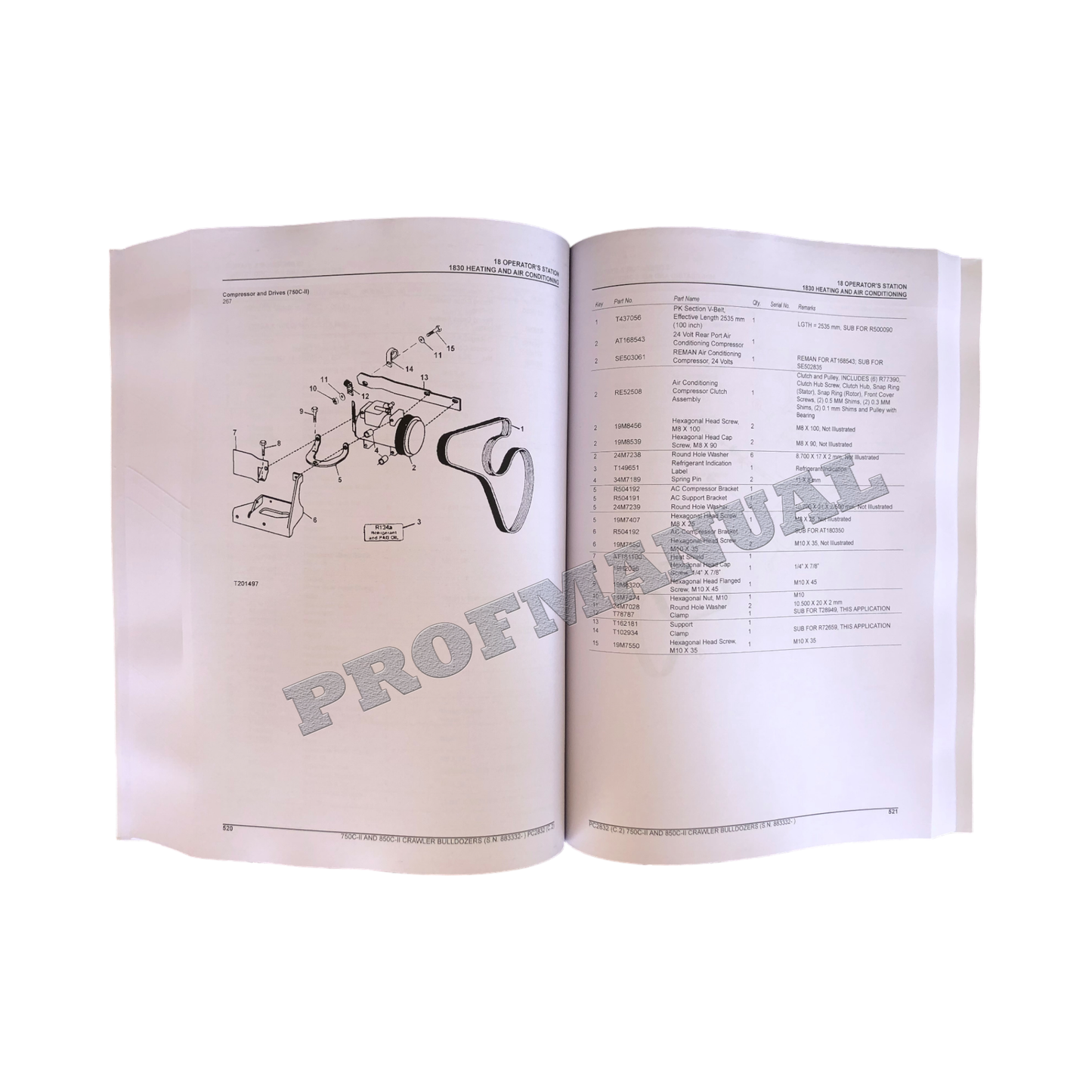 JOHN DEERE 750C II 850C II CRAWLER DOZER PARTS CATALOG MANUAL