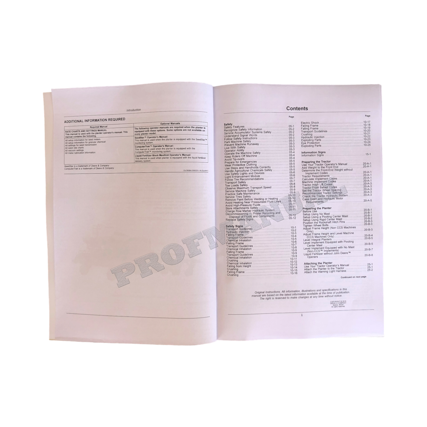 JOHN DEERE 1725 CCS MAXEMERGE 5 PLANTER OPERATORS MANUAL