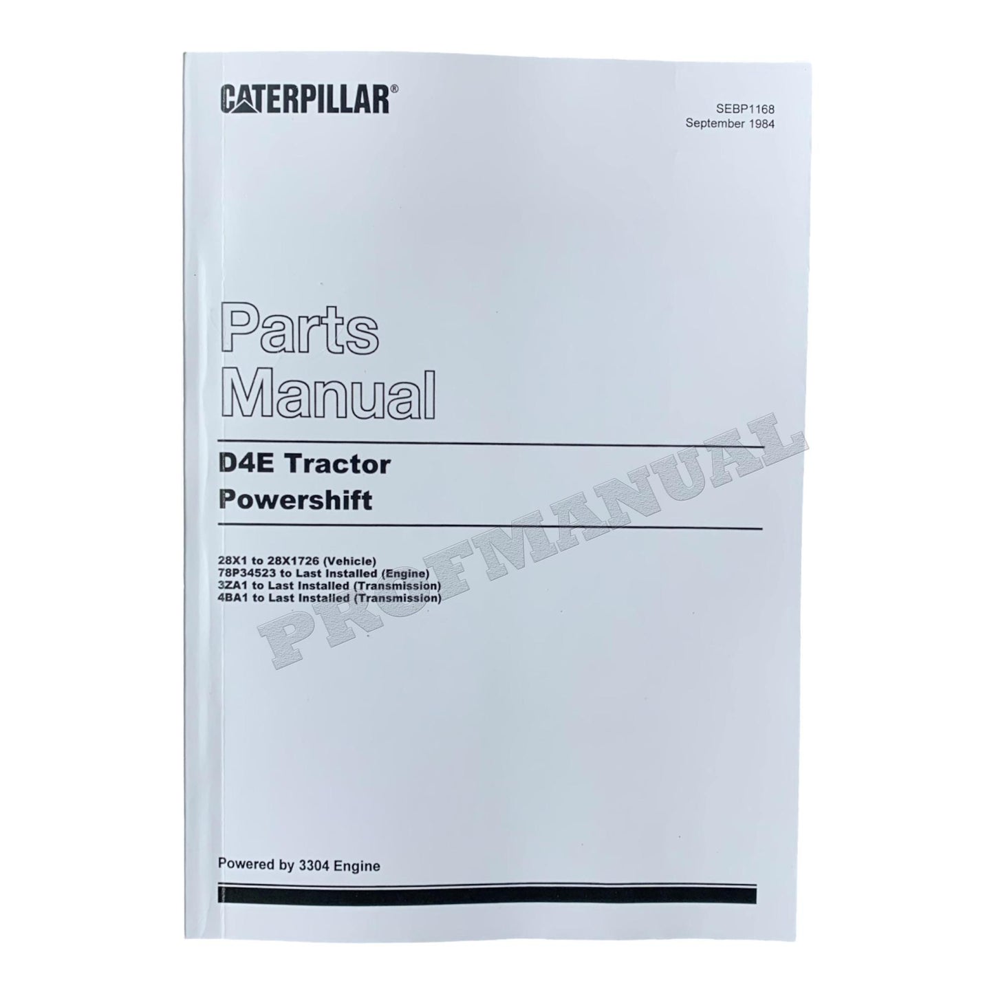 Catalogue de pièces détachées pour tracteur Caterpillar Cat D4E Powershift SEBP1168