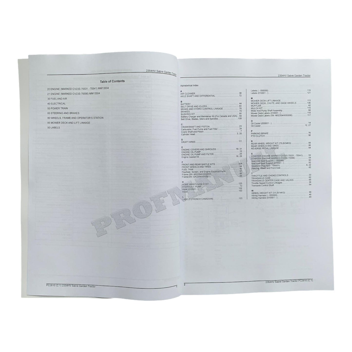 John Deere SABRE 2354HV Gartentraktor - Ersatzteilkatalog - Handbuch