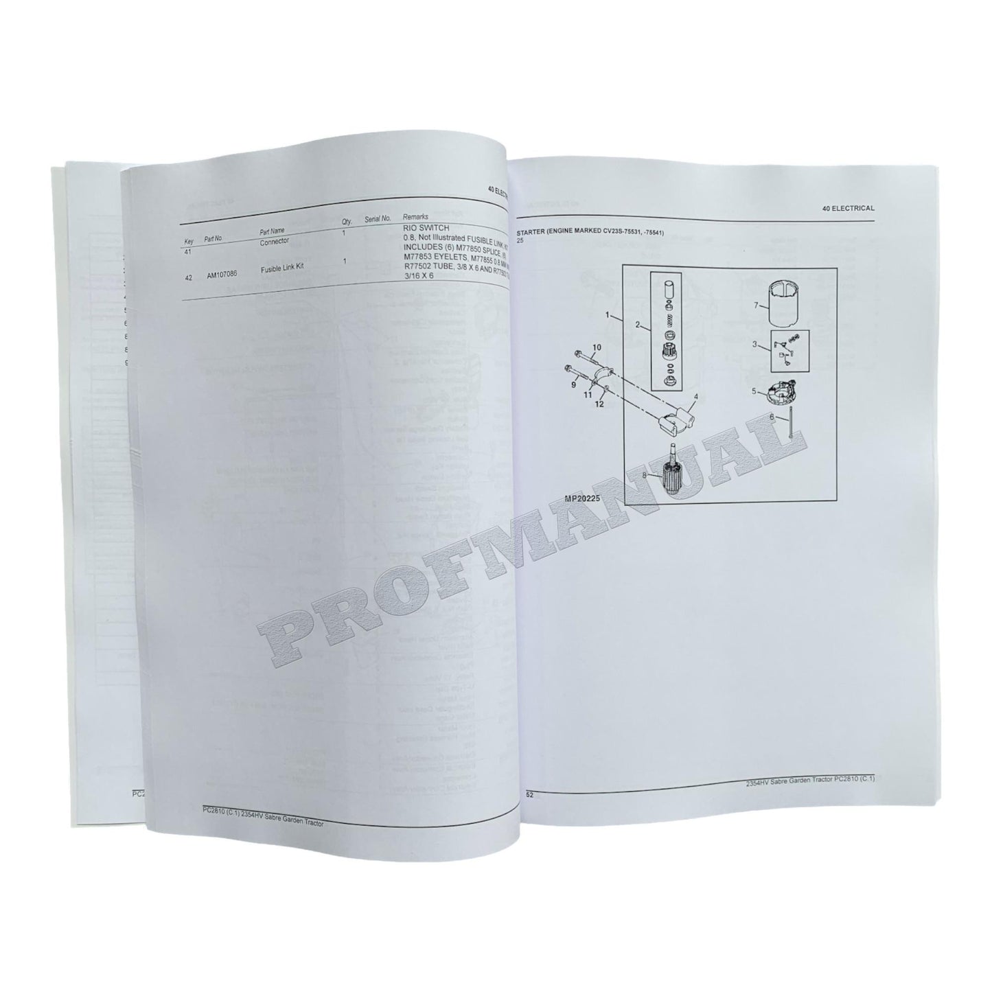 John Deere SABRE 2354HV Gartentraktor - Ersatzteilkatalog - Handbuch