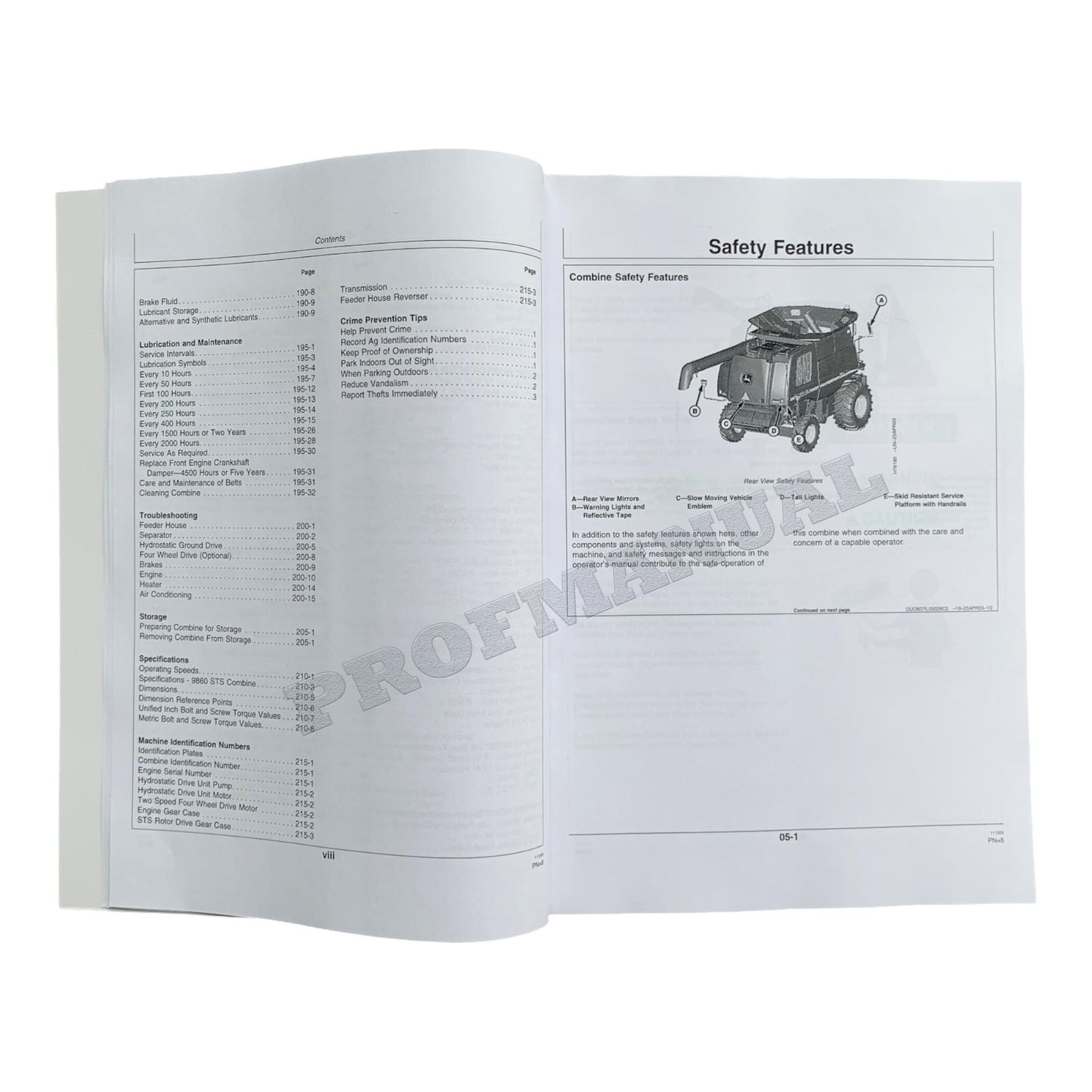 MANUEL D'UTILISATION DE LA MOISSONNEUSE-BATTEUSE JOHN DEERE 9860 STS #1 