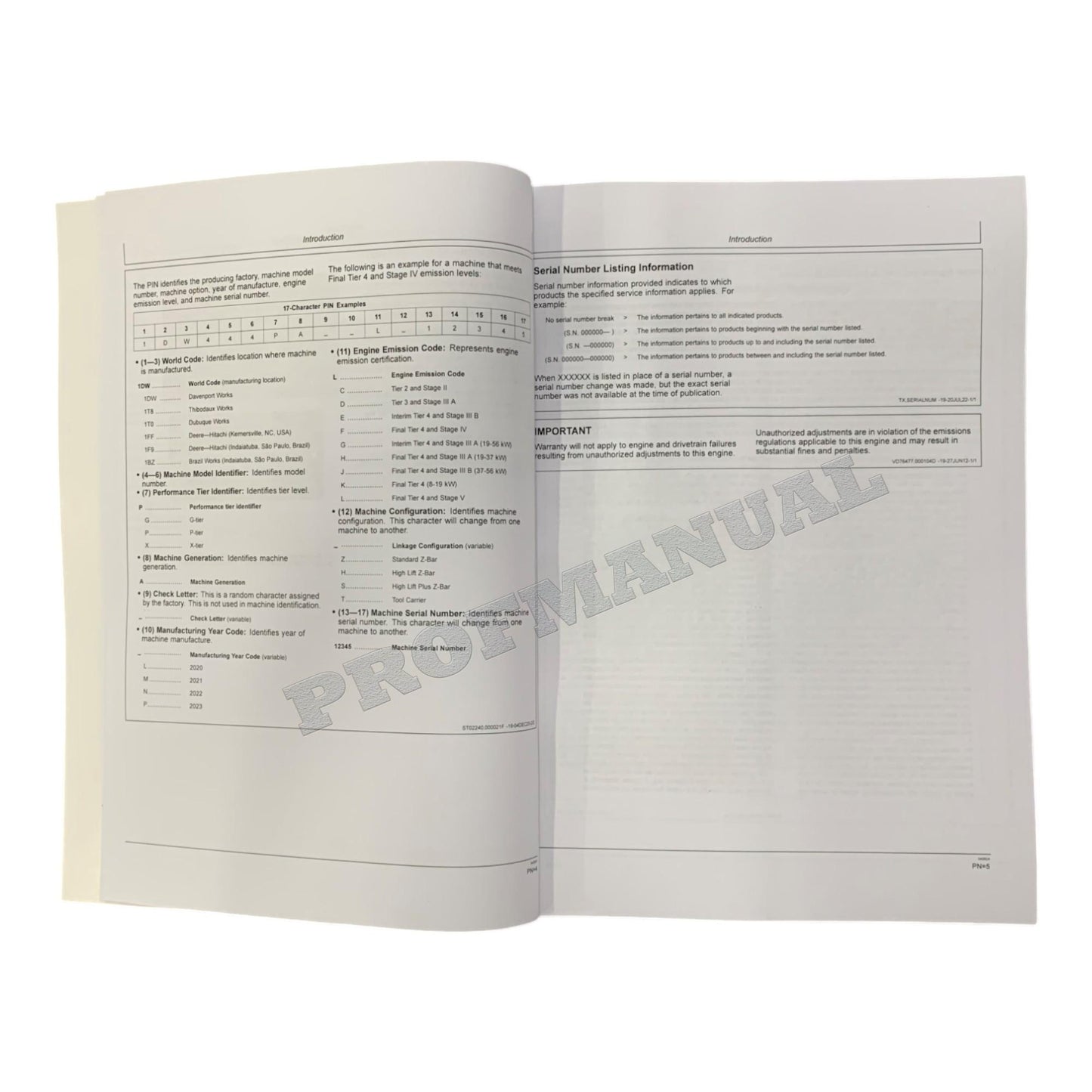 JOHN DEERE 444P LOADER OPERATORS MANUAL