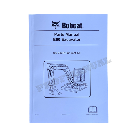 Manuel du catalogue des pièces détachées pour excavatrice Bobcat E60 B4GR11001-