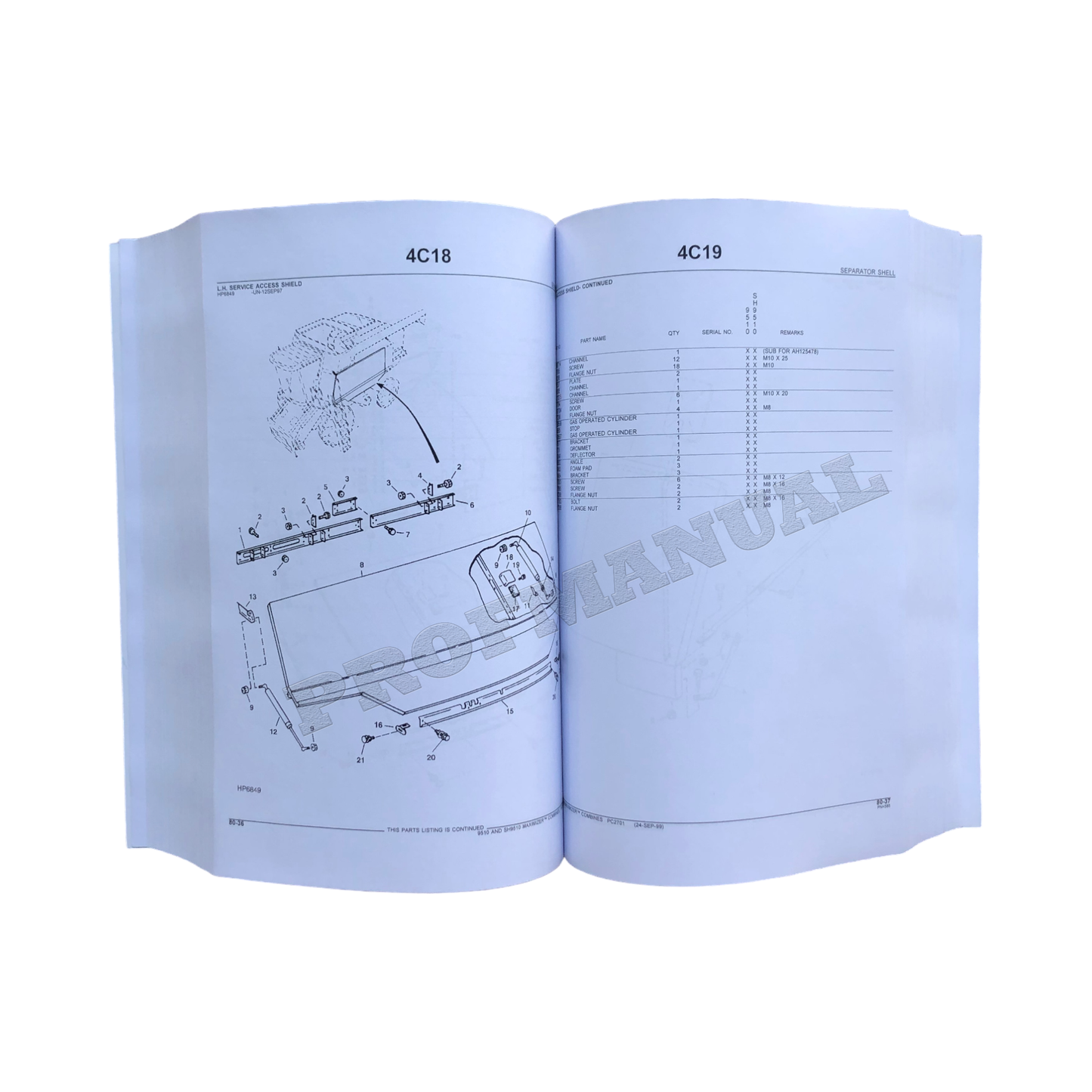 CATALOGUE DES PIÈCES DÉTACHÉES DE LA MOISSONNEUSE-BATTEUSE JOHN DEERE 9510 SH9510 + !BONUS!