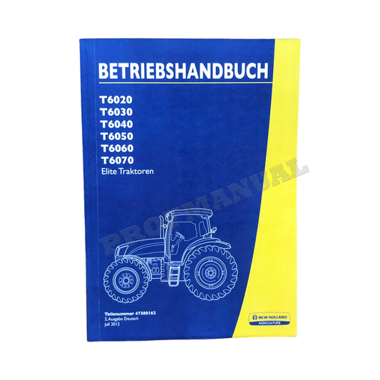 New Holland T6020 T6030 T6040 T6050 T6060 T6070 manuel d'instructions pour tracteur