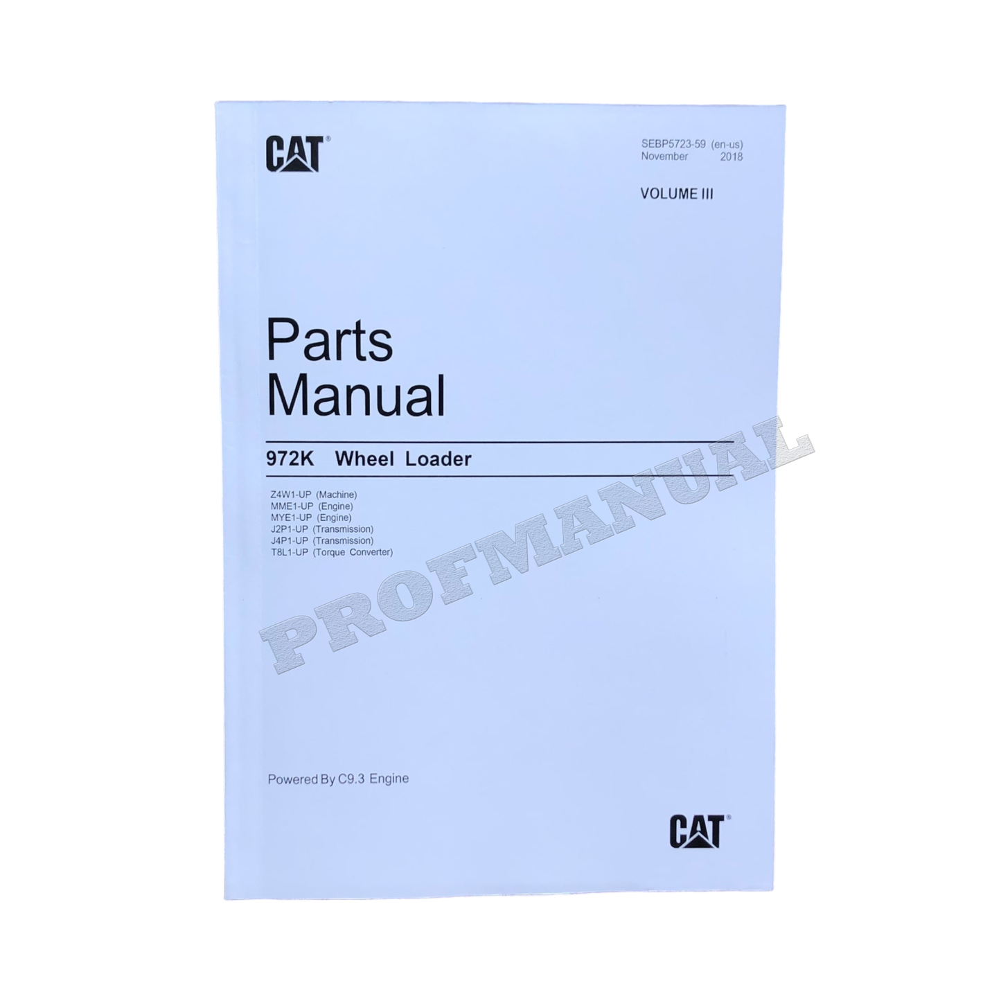 Caterpillar Cat 972K Wheel Loader Parts Catalog Manual SEBP5723