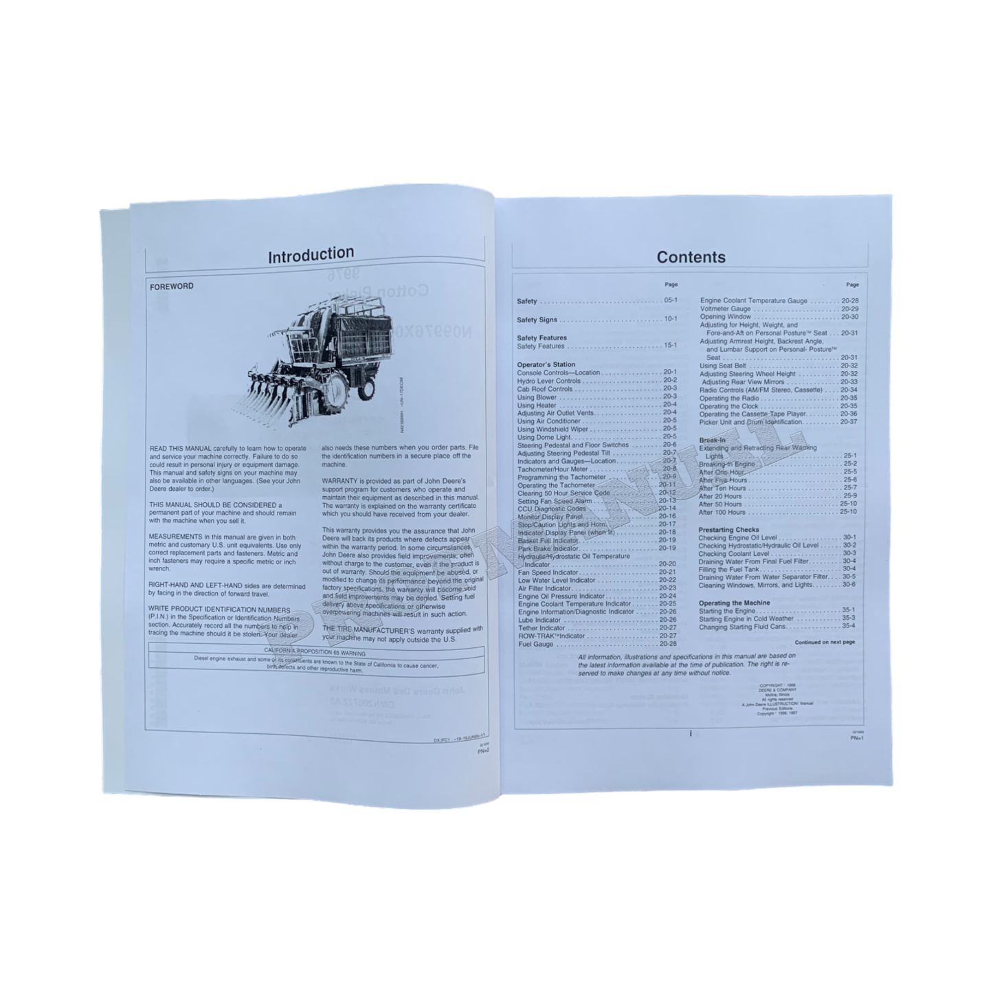 JOHN DEERE 9976 COTTON PICKER OPERATORS MANUAL #2