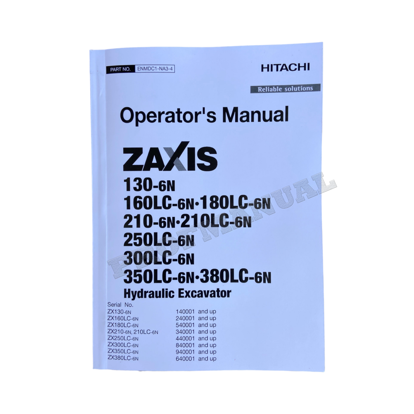 HITACHI 250LC-6N 300LC-6N 350LC-6N 380LC-6N EXCAVATOR OPERATORS MANUAL