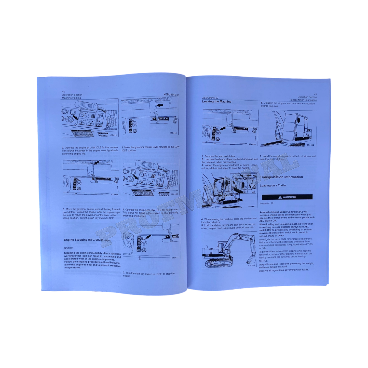 Caterpillar E70B Track Type Excavator Operators Maintenance Manual