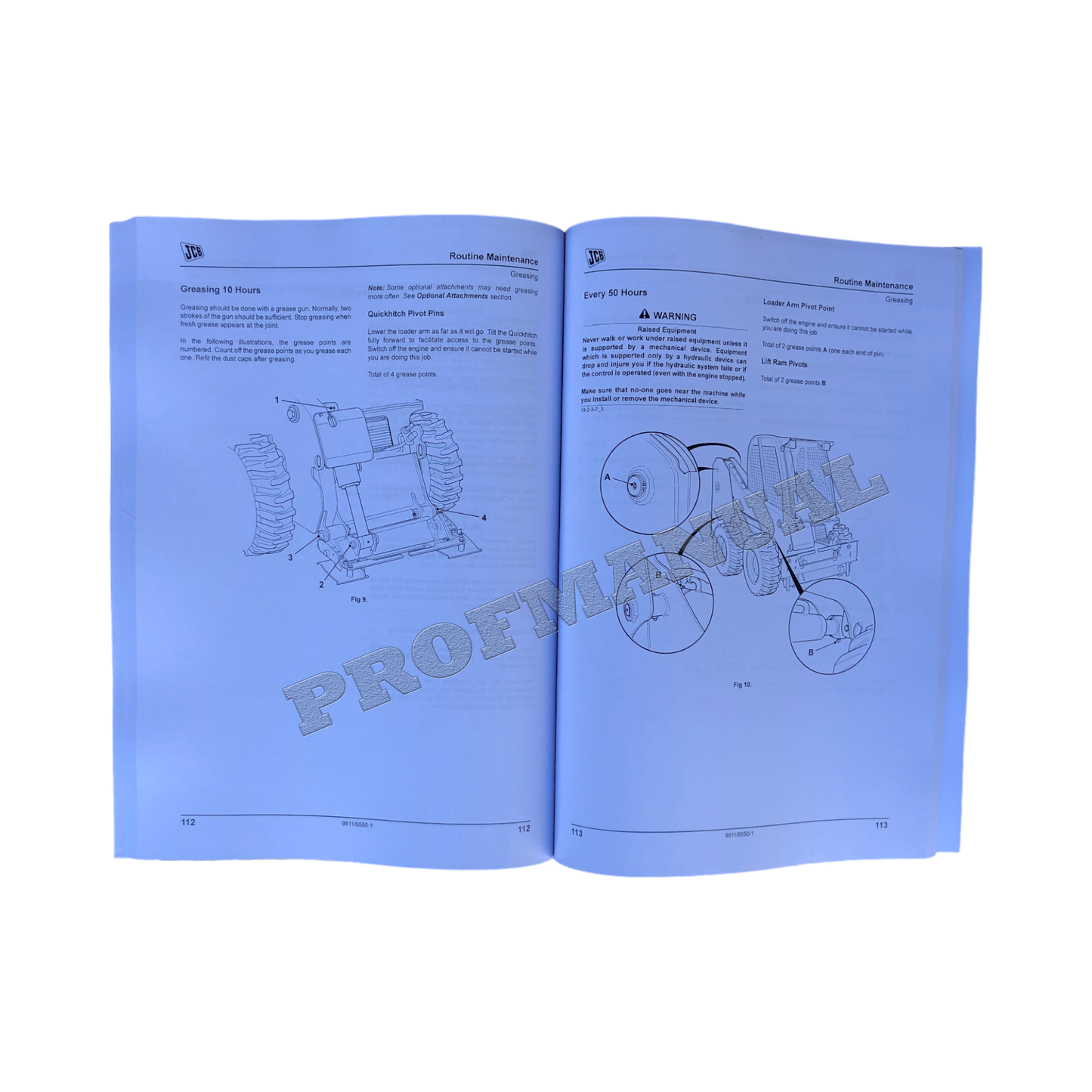 JCB ROBOT 190 190HF 190T 190THF Skid Steer Loader Operators Manual 9811_6550