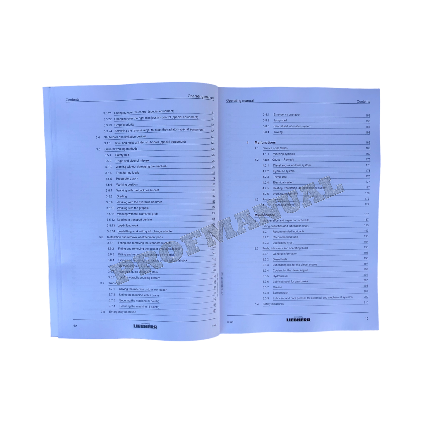 Liebherr R946 Excavator Operators manual