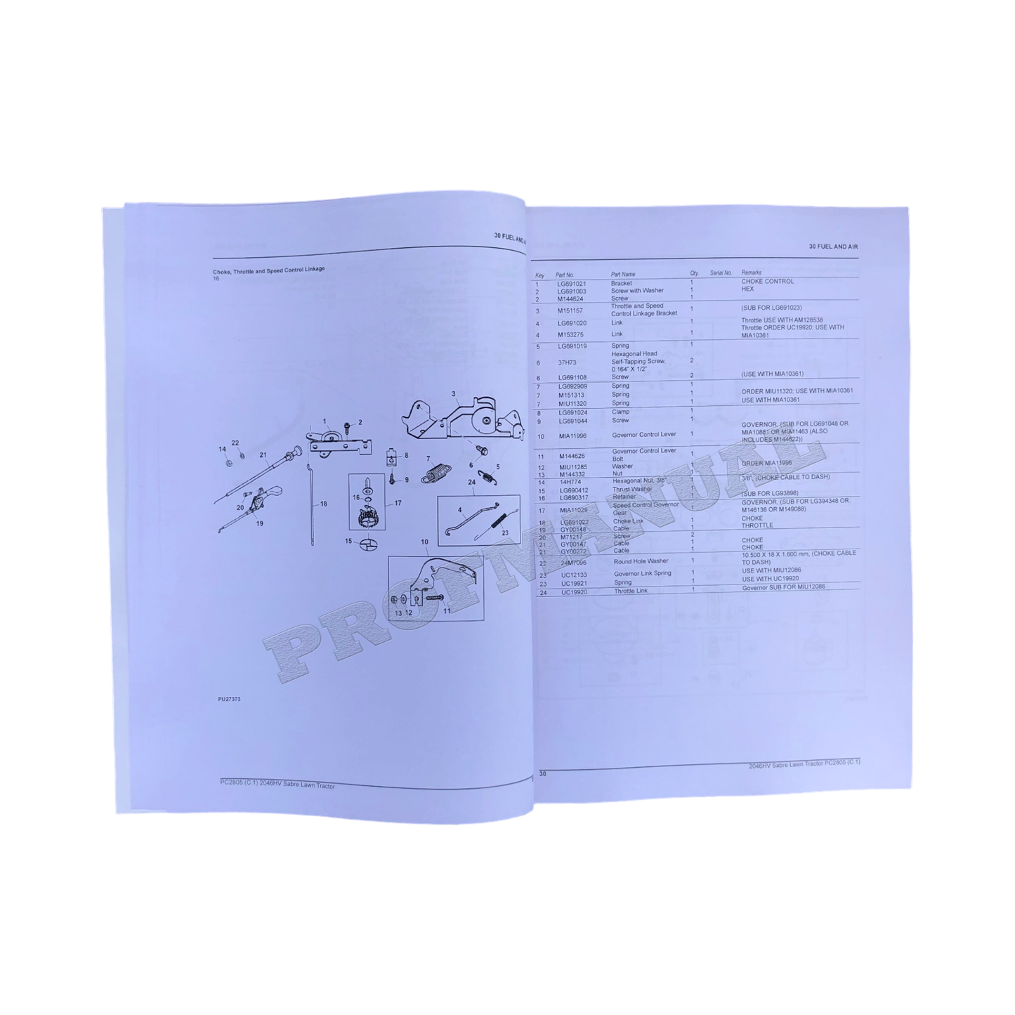 John Deere SABRE 2046HV Lawn Tractor Parts Catalog Manual