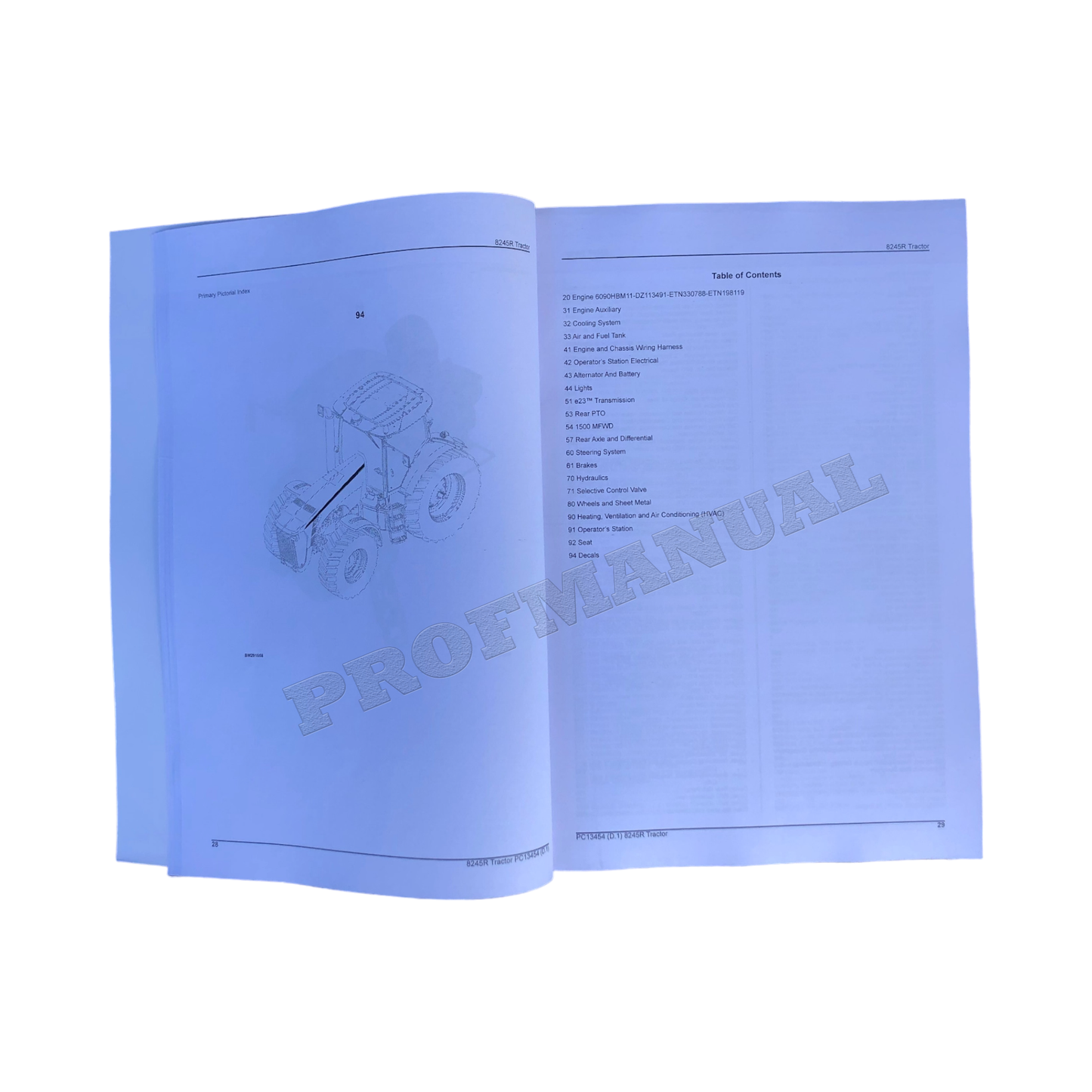 JOHN DEERE 8245R TRACTOR PARTS CATALOG MANUAL PC13454