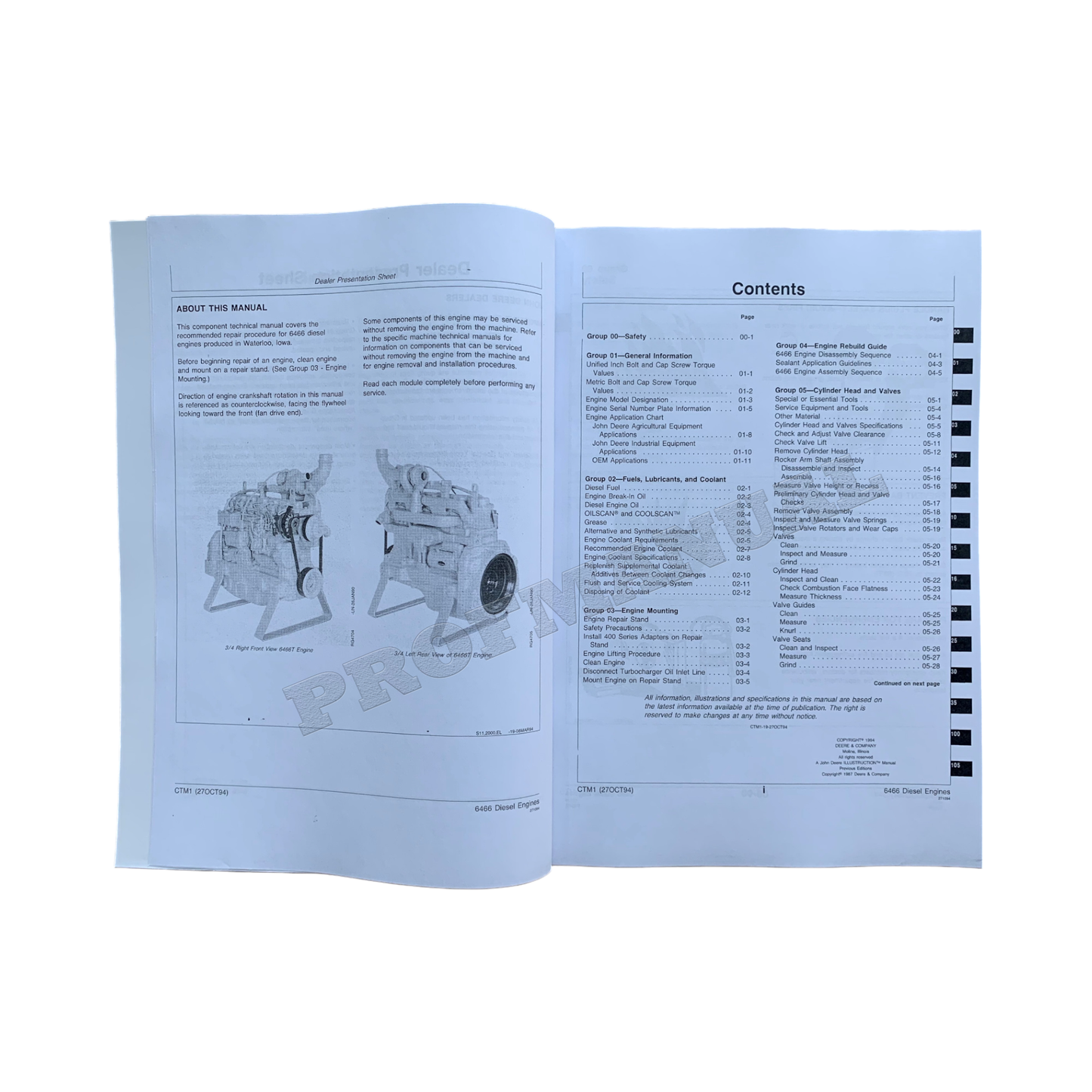 John Deere SERIES 400 6466 Engine Service manual