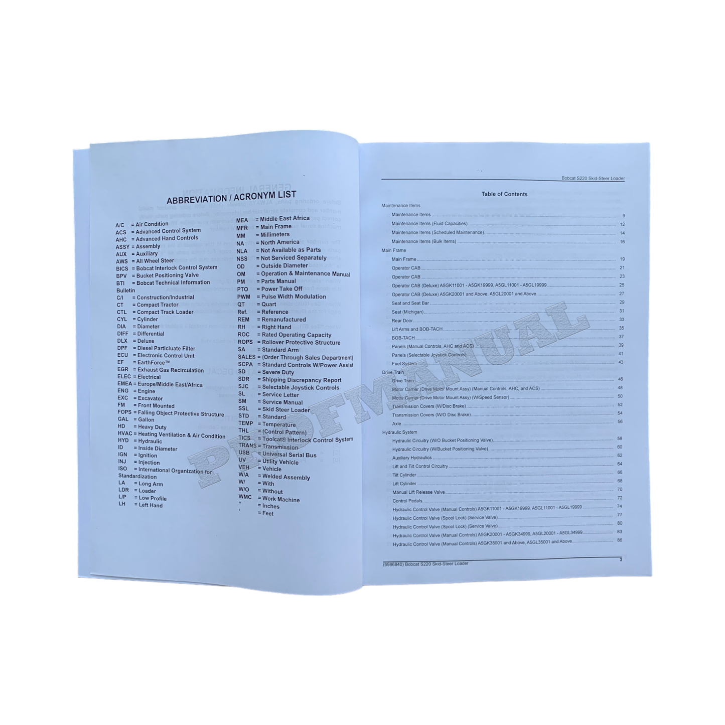 Bobcat S220 Kompaktlader Ersatzteilkatalog, Handbuch A5GK11001- A5GL11001-