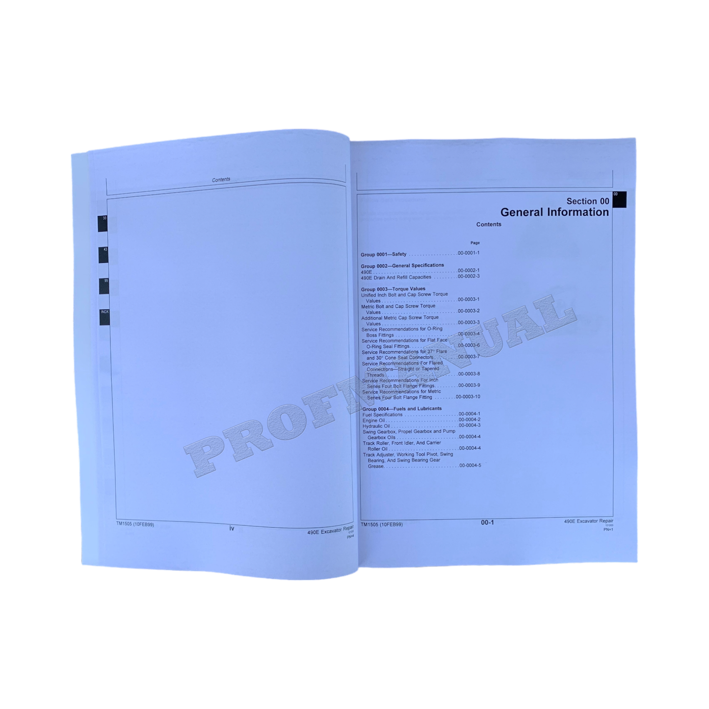 JOHN DEERE 490E EXCAVATOR REPAIR SERVICE TECHNICAL MANUAL TM1505