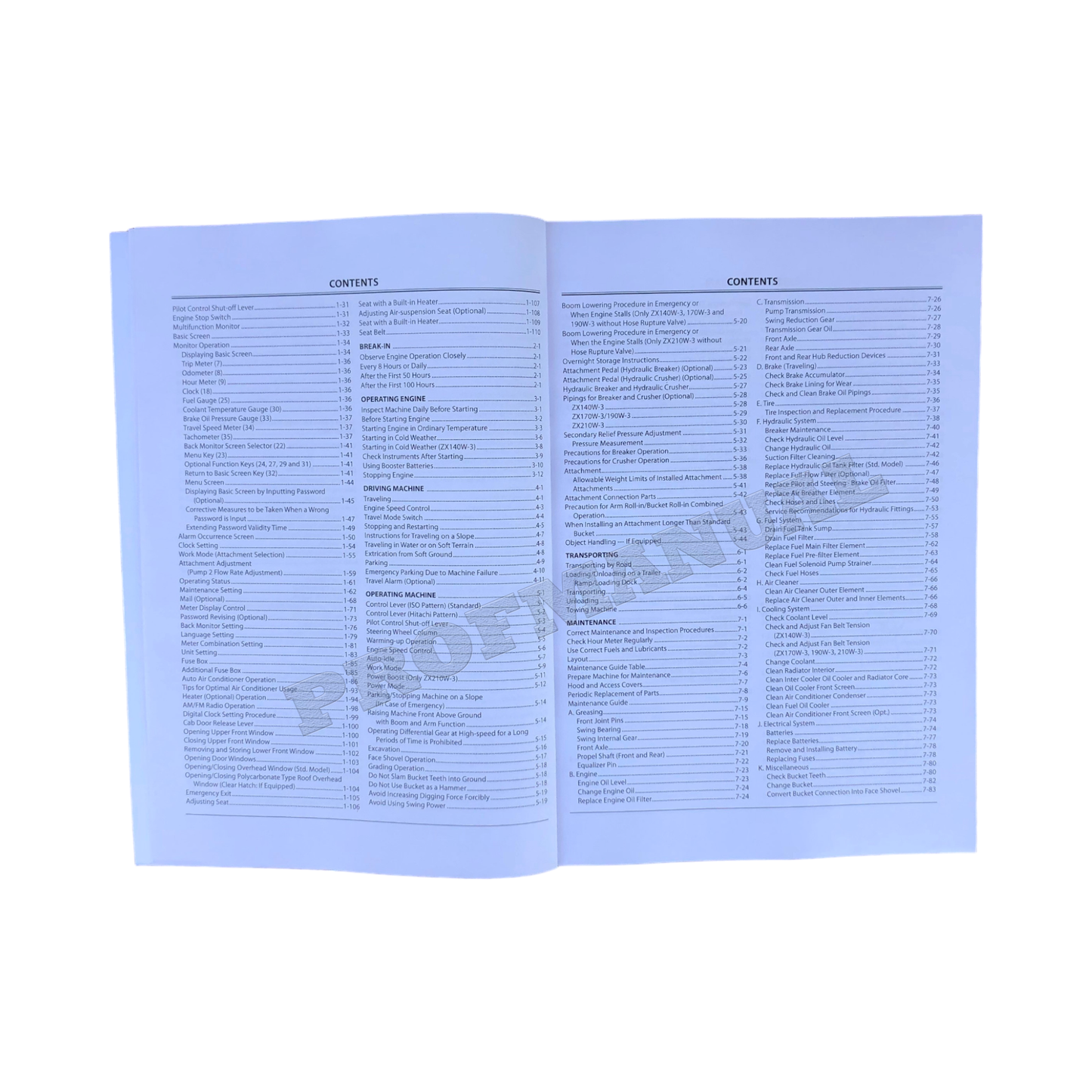 HITACHI ZAXIS ZX 140W-3 170W-3 190W-3 210W-3 EXCAVATOR OPERATORS MANUAL