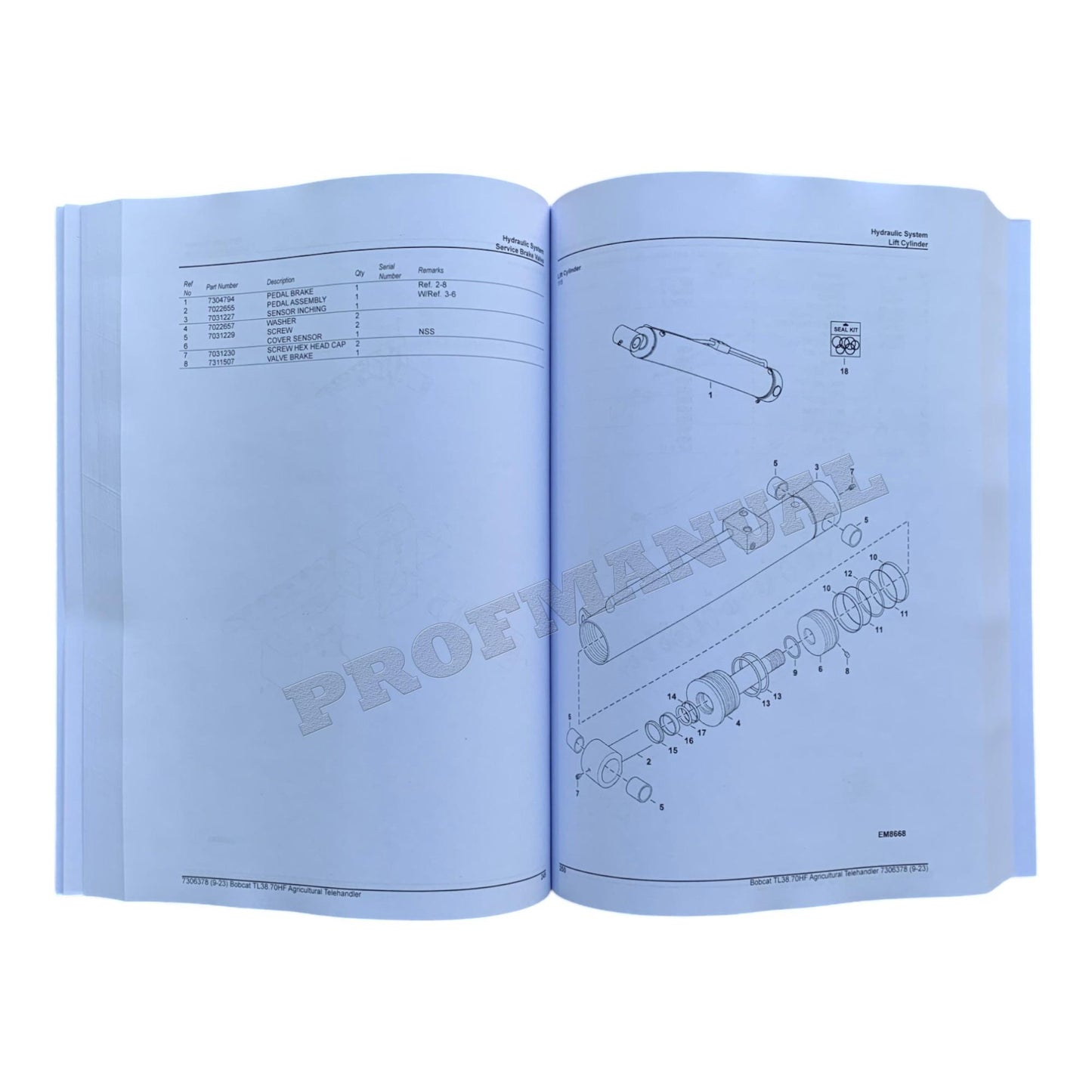 Bobcat TL38.70HF Teleskoplader Ersatzteilkatalog Handbuch B3ZU11001- B3ZV11001-