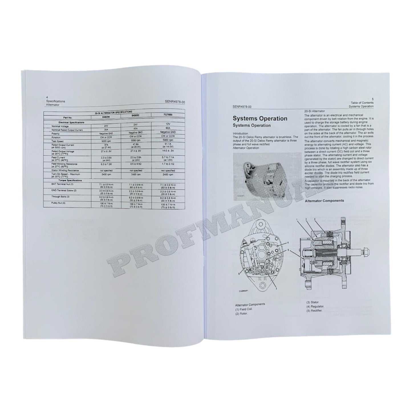 Caterpillar CAT DELCO REMY 20 SI SERIES ALTERNATOR Manual Disassembly Assembly