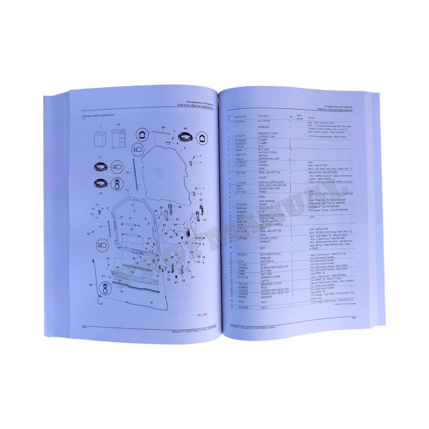 Bobcat 873 Kompaktlader Ersatzteilkatalog Handbuch 514140001- 514240001-