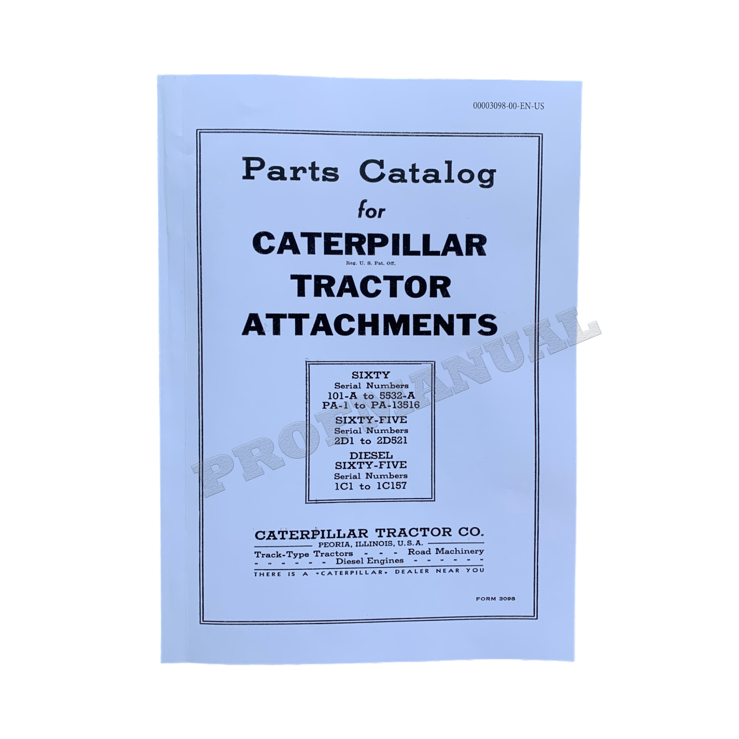 Caterpillar Cat Tractor Attachment Sixty Sixty Five Machine Parts Catalog Manual