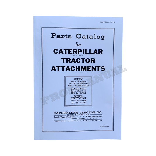 Caterpillar Cat Tractor Attachment Sixty Sixty Five Machine Parts Catalog Manual