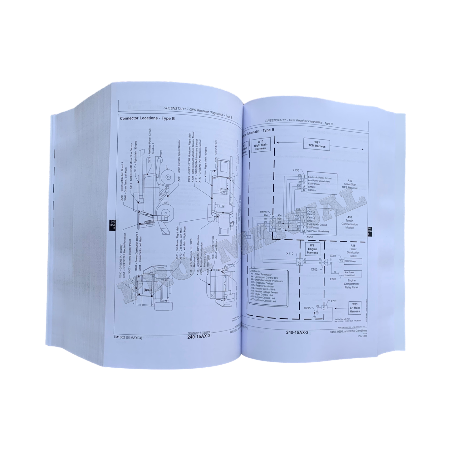 MANUEL DE TEST DE DIAGNOSTIC POUR MOISSONNEUSE-BATTEUSE JOHN DEERE 9450 9550 9650 + !BONUS!