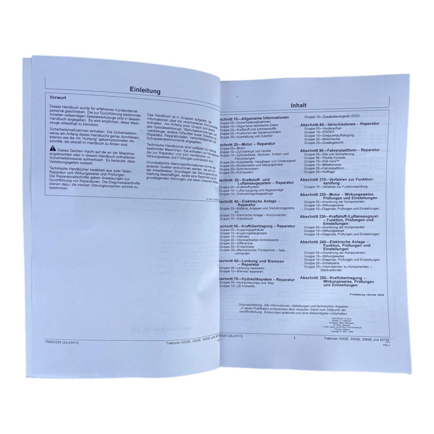 JOHN DEERE 5050E 5055E 5065E 5075E TRAKTOR REPARATURHANDBUCH WERKSTATTHANDBUCH