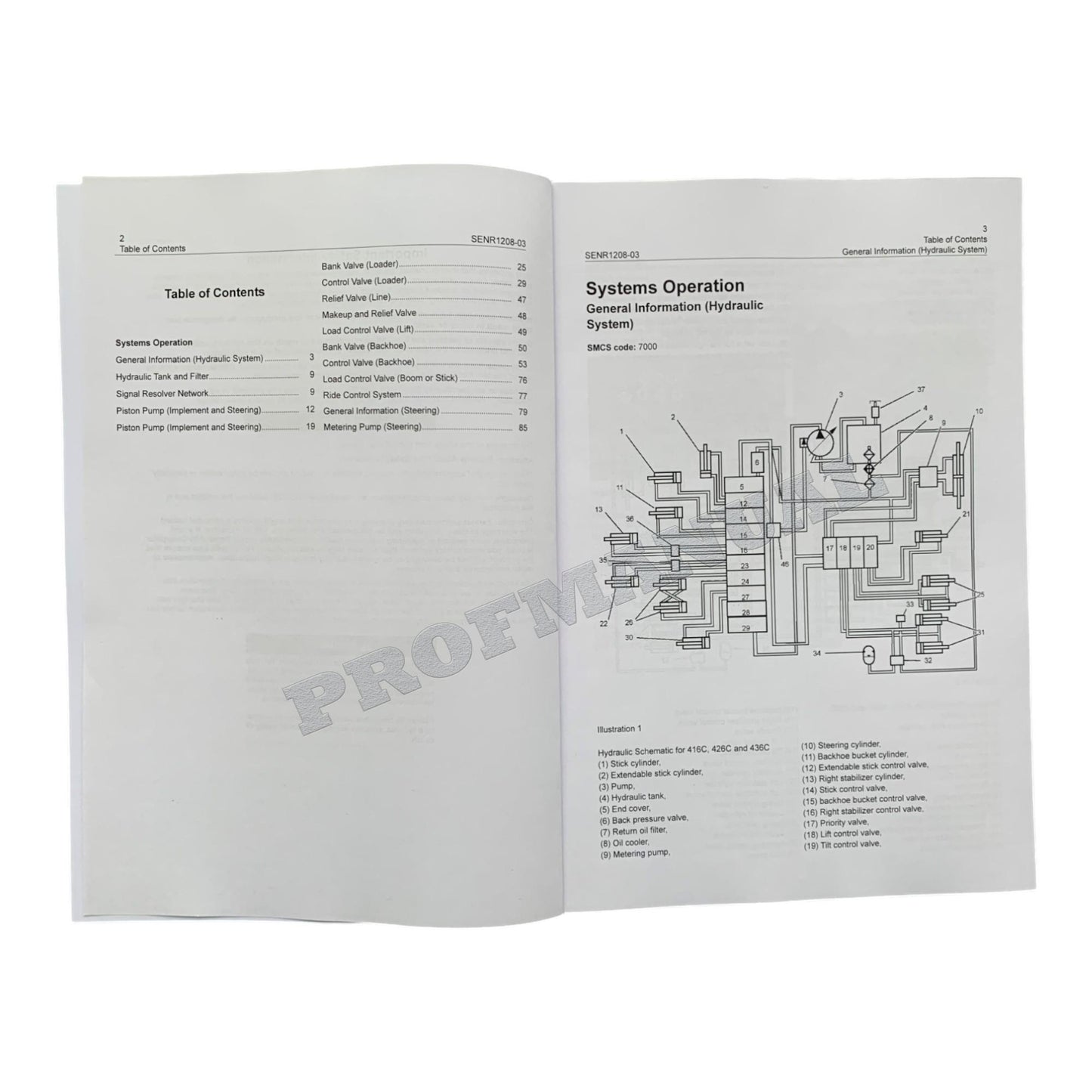 Caterpillar 416C 426C 428C 436C Backhoe Loader Hydraulic Steering Service Manual 4Books