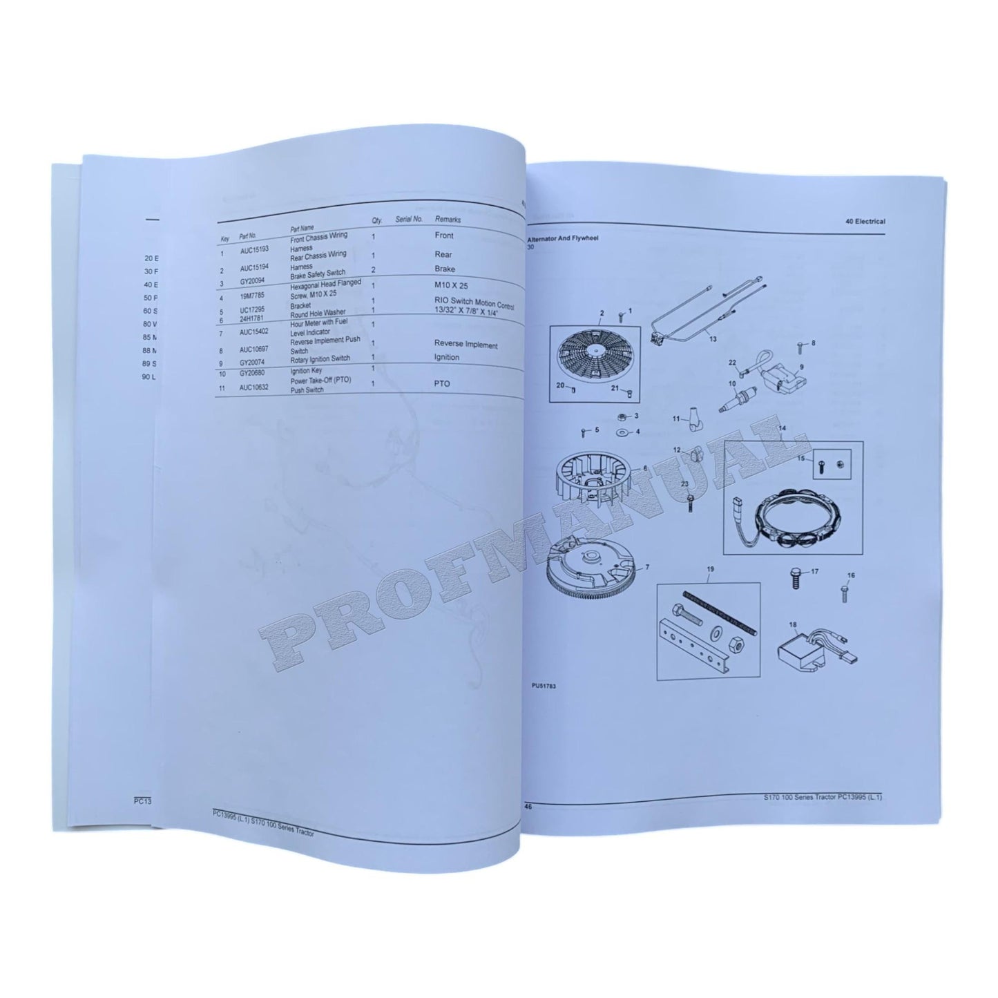 JOHN DEERE S170 TRAKTOR ERSATZTEILKATALOGHANDBUCH