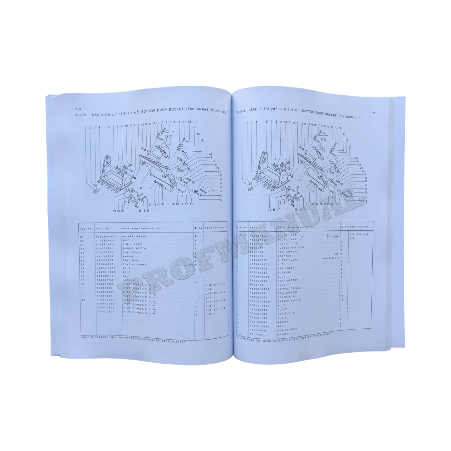 Caterpillar Cat Mitsubishi MS380 2 Hydraulic Excavator Parts Catalog Manual