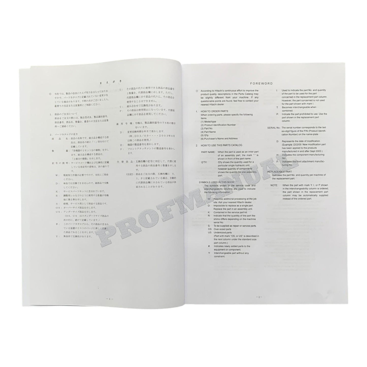 HITACHI ZX18-3 Component Excavator Parts catalog manual