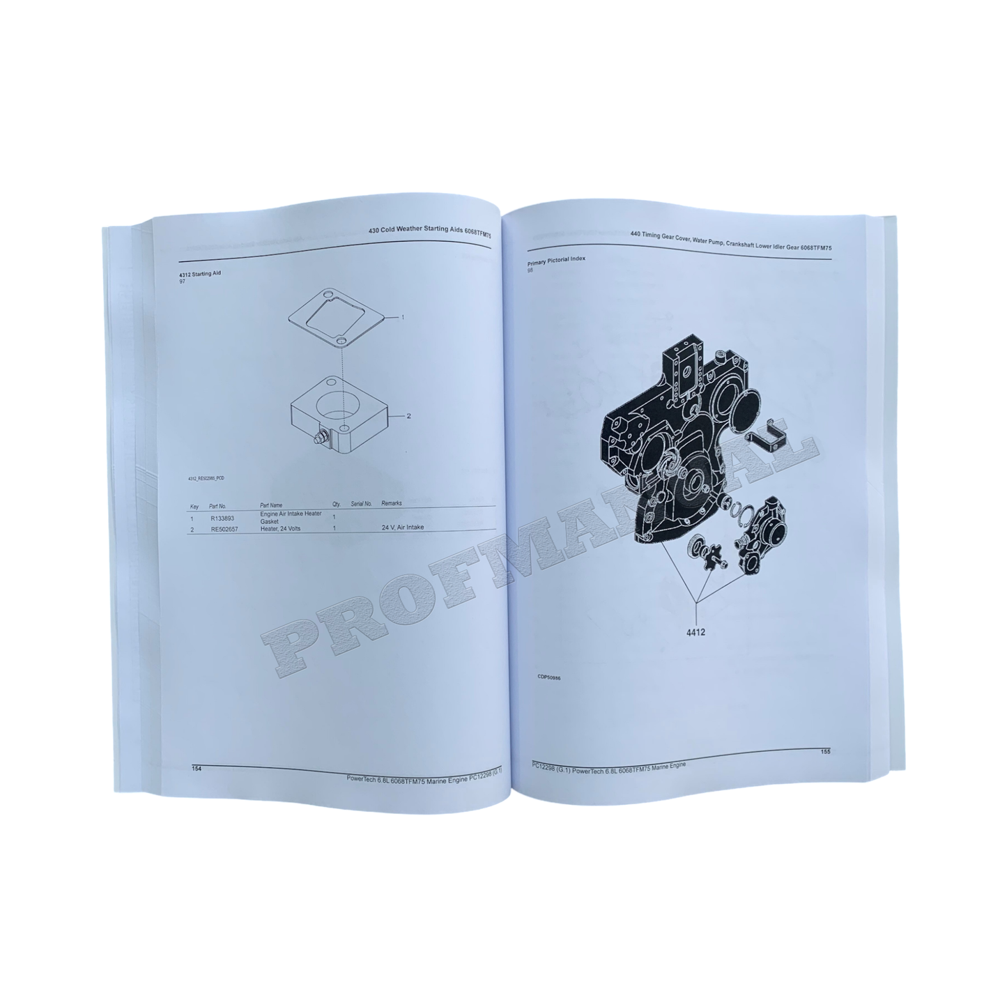 John Deere PowerTech 6.8L 6068TFM75 Marine Engine Parts Catalog Manual