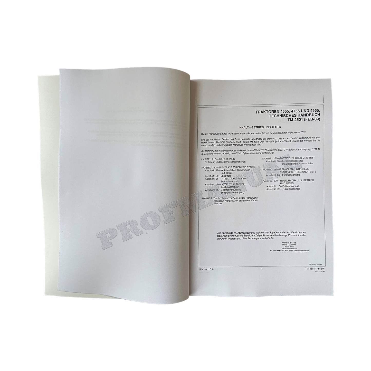 JOHN DEERE 4555 4755 4955 TRAKTOR BETRIEB TEST REPARATURHANDBUCH