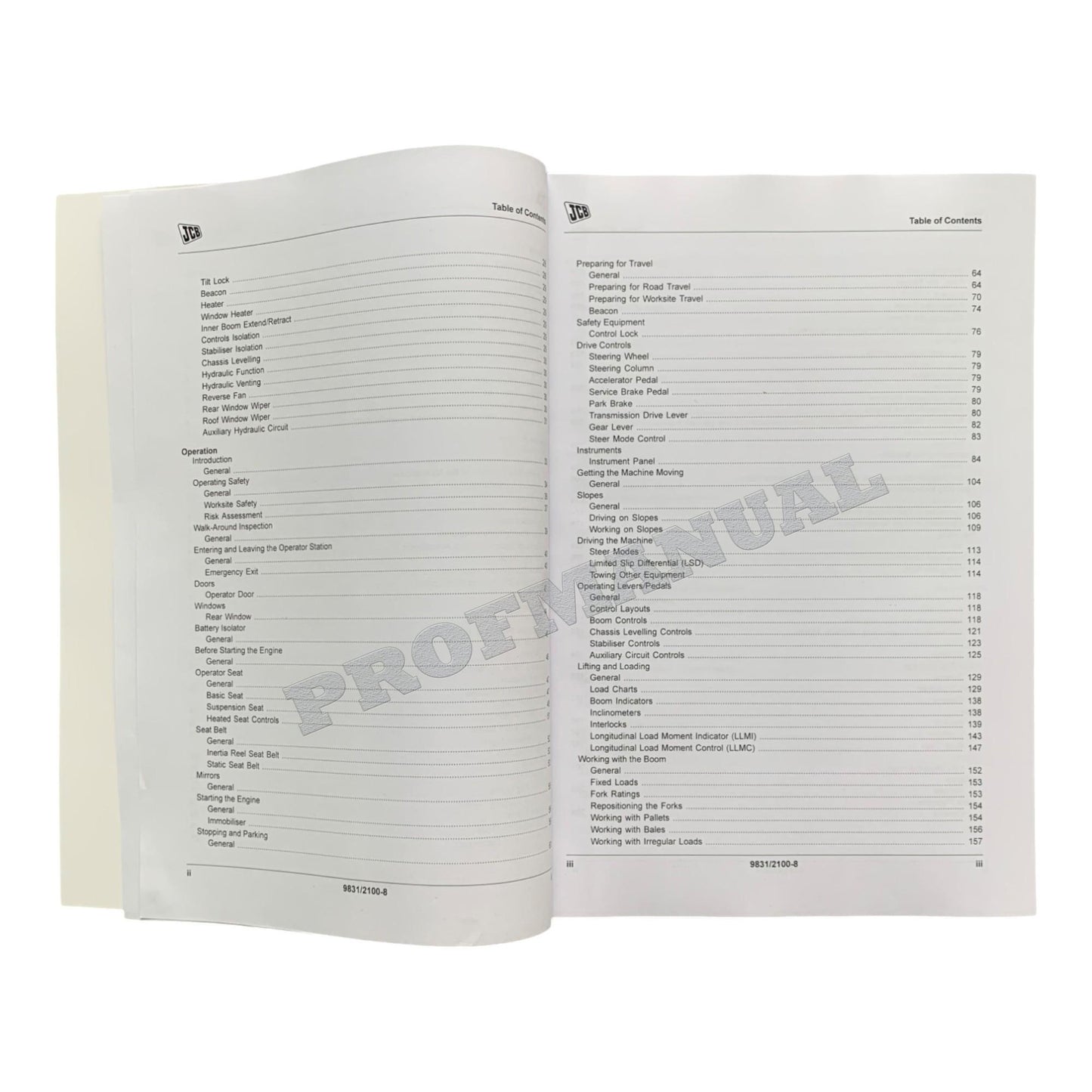 JCB 540-170MP 540-200 540-v140 540-v180 550-140 550-170 Telescopic Handler Operators Manual