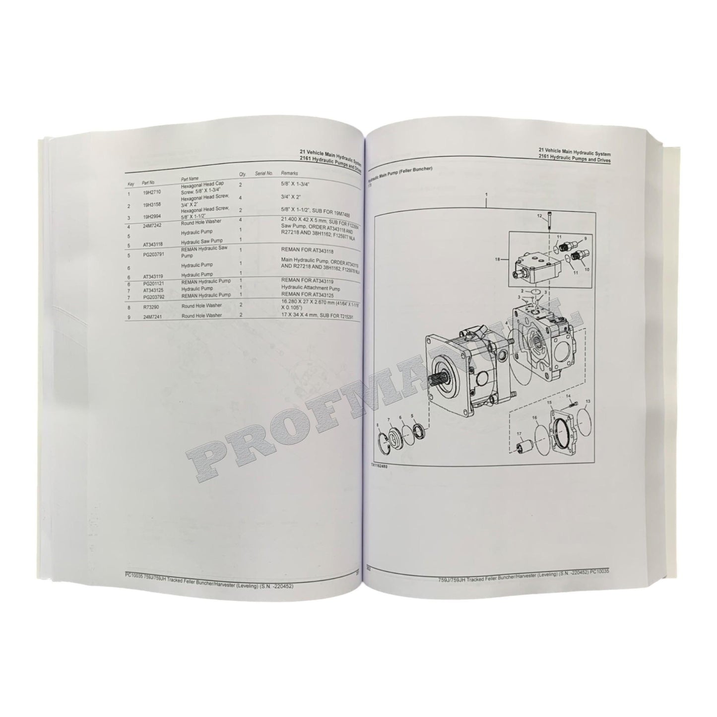 John Deere 759J-759JH Tracked Feller Buncher-Harvester Parts Catalog Manual