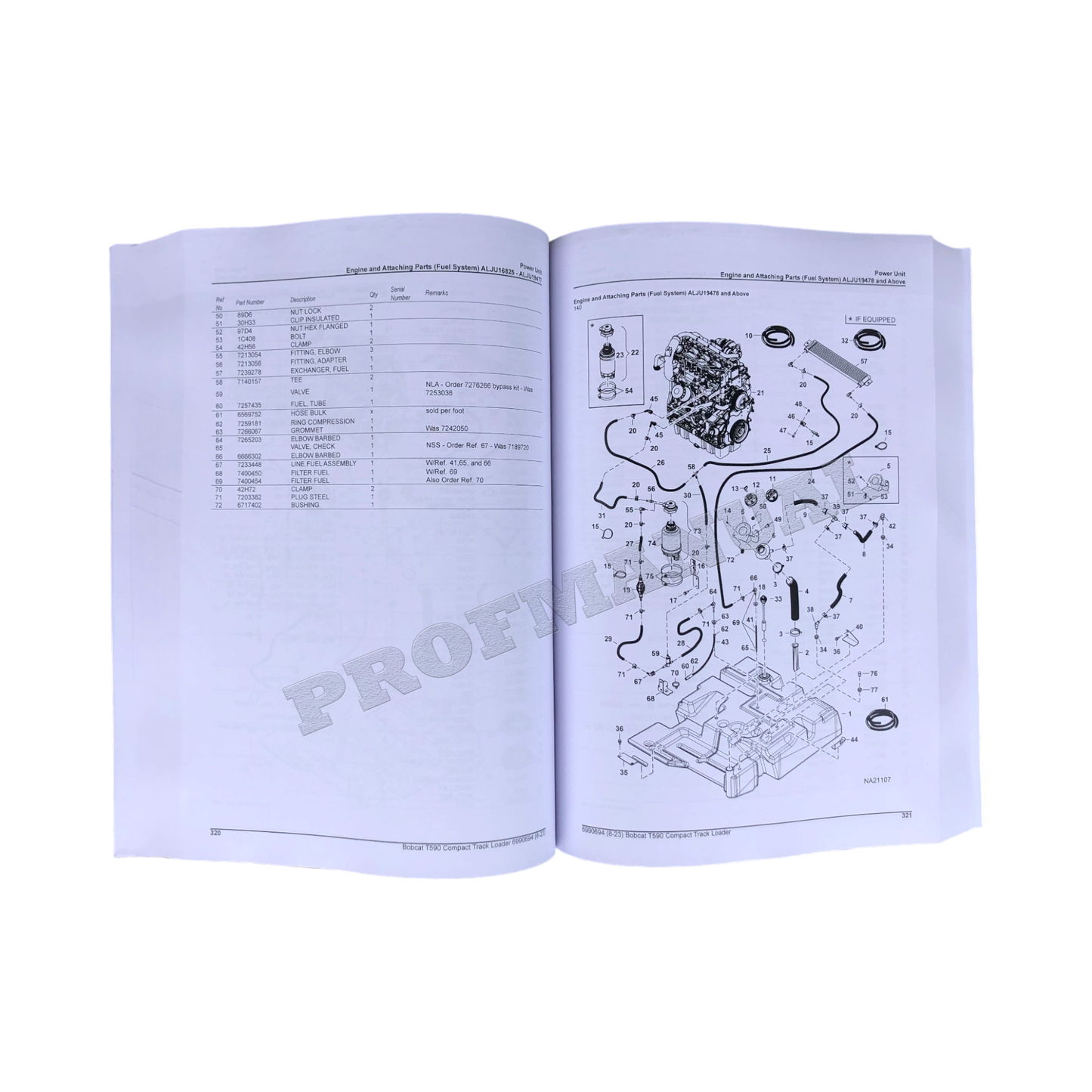 Catalogue de pièces détachées pour chargeuse compacte sur chenilles Bobcat T590 Manuel ALJU11001-